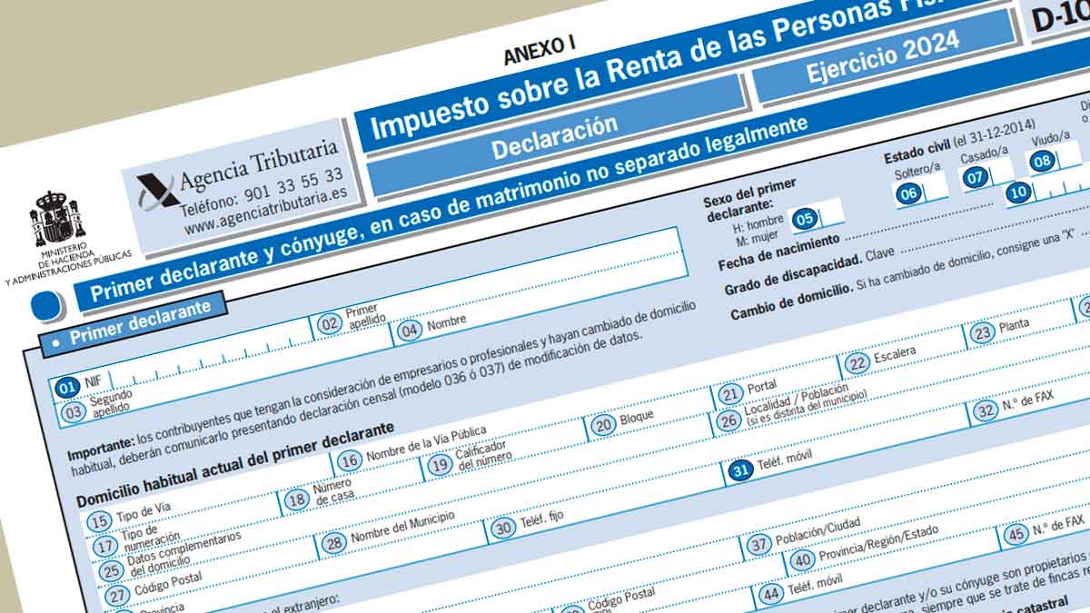 Formulario IRPF 2024 de la Agencia Tributaria para presentar la declaración de la renta por primera vez