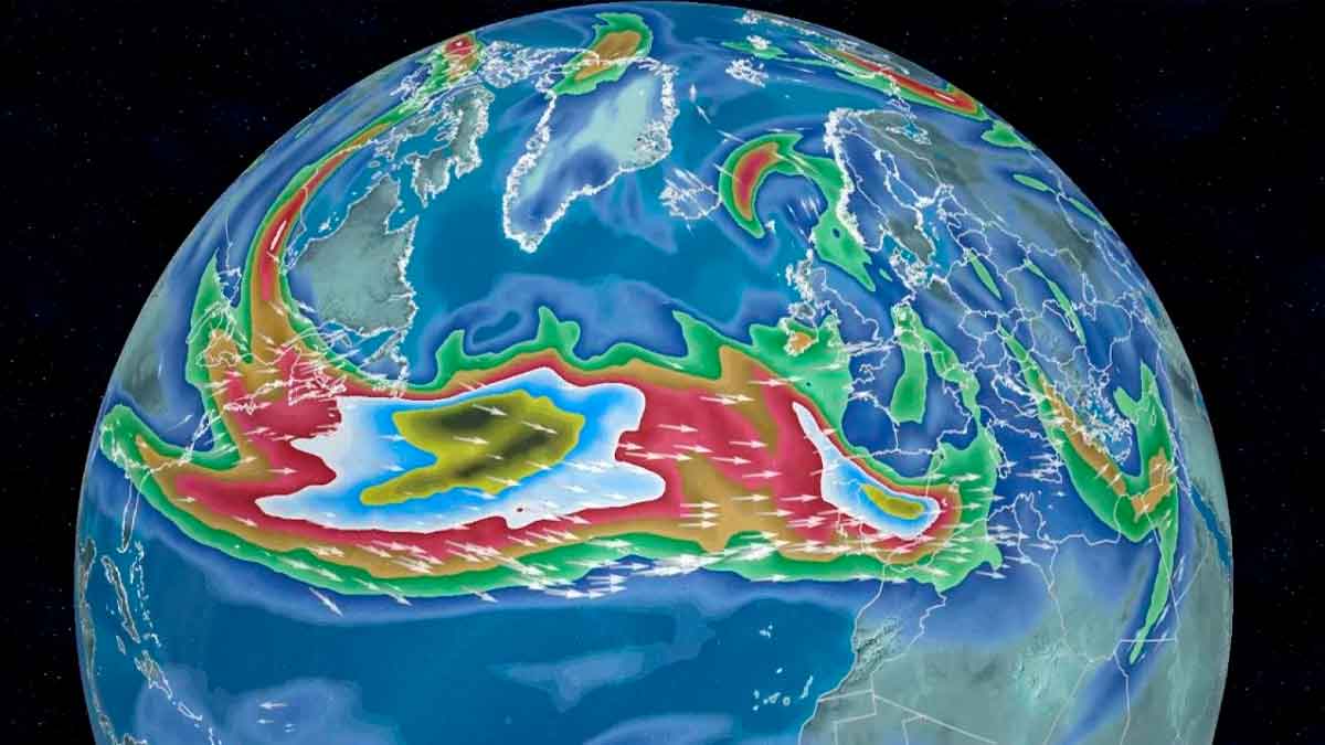 Mapa meteorológico del Atlántico con borrascas activas y flujo húmedo hacia Andalucía según la previsión de la AEMET