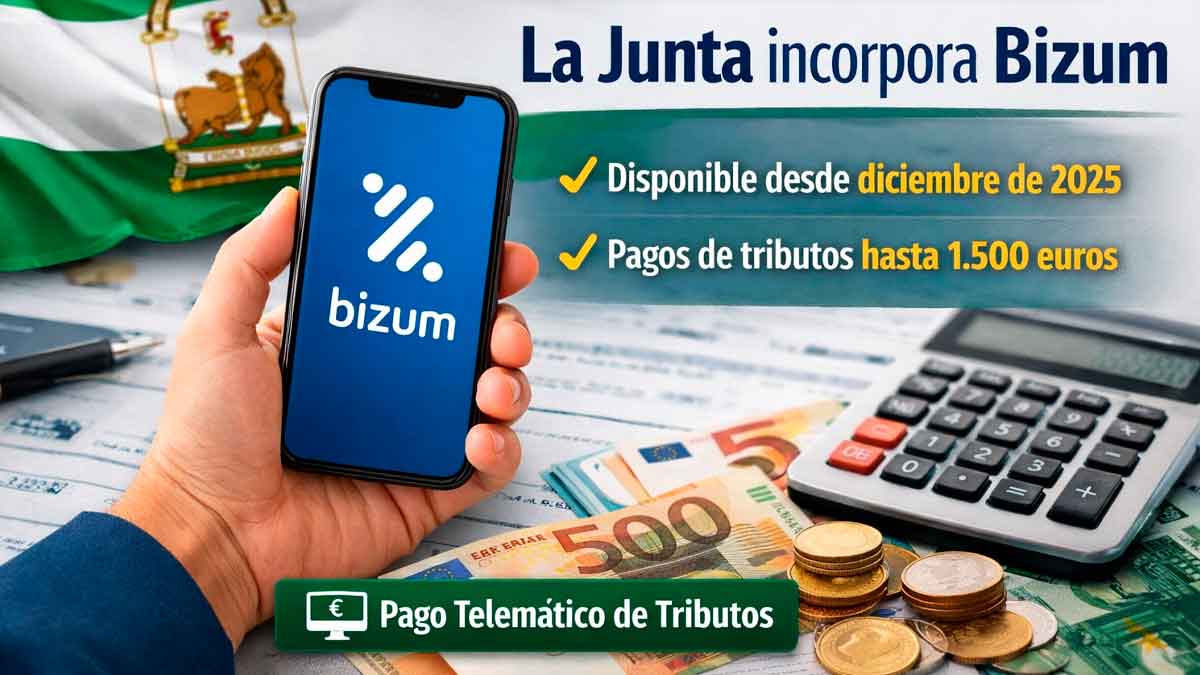 Bizum en móvil para pagar impuestos a la Junta de Andalucía mediante el sistema telemático de tributos