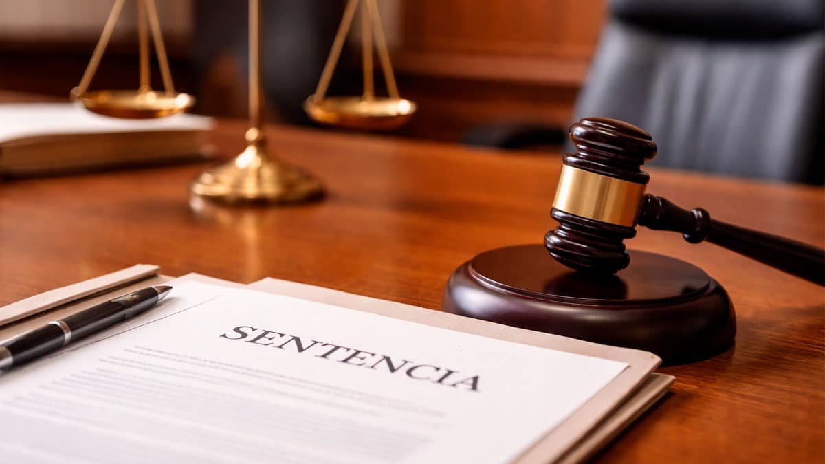 Sentencia judicial con mazo de juez sobre la mesa en un caso de despido nulo