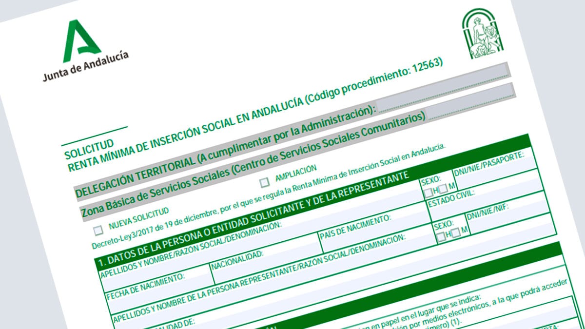 Formulario de solicitud de la RMISA de la Junta de Andalucía en 2026