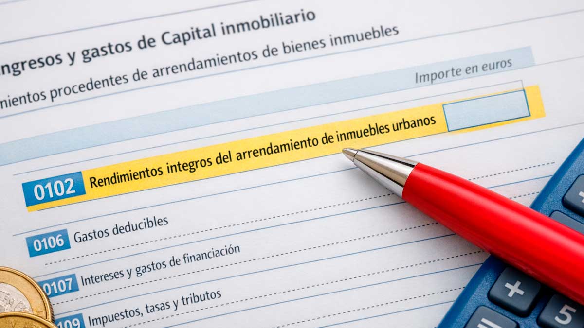 Casilla 0102 en formulario de la Renta 2026 para declarar ingresos por alquiler de vivienda