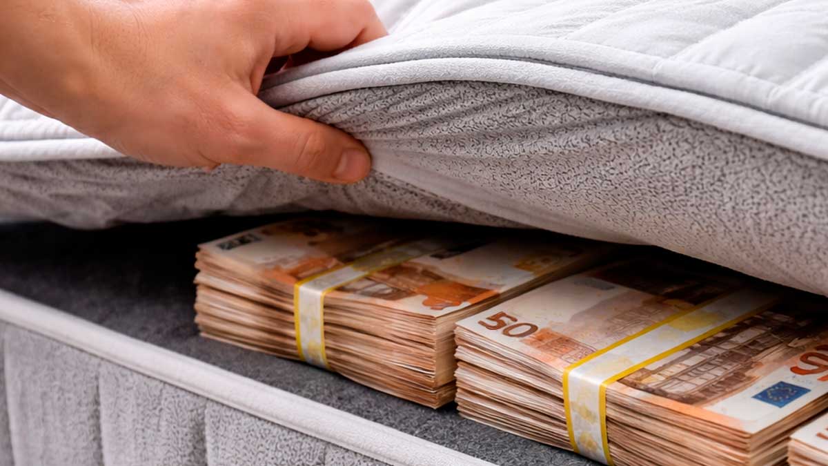 Dinero en efectivo guardado debajo del colchón en una vivienda mientras Hacienda advierte sobre la obligación de justificar su origen