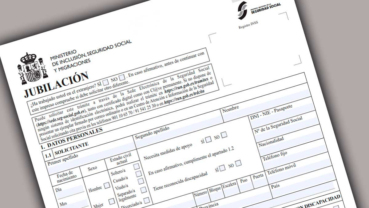 Formulario de jubilación de la Seguridad Social relacionado con la jubilación anticipada y la cotización adicional del 10,6%