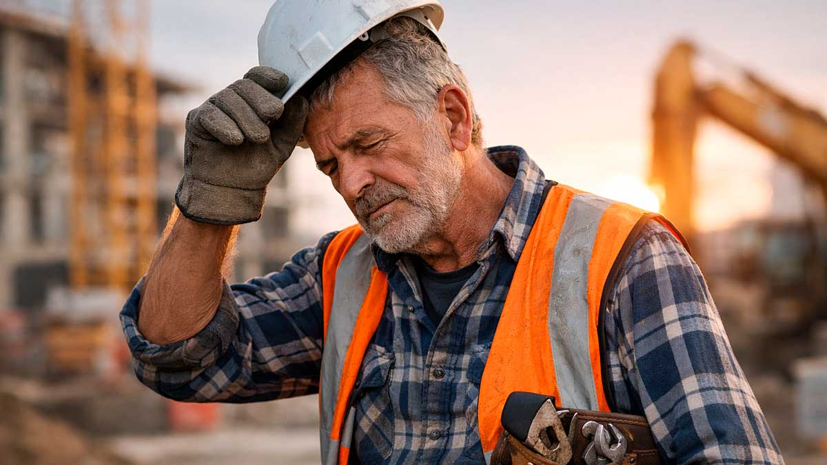 Trabajador mayor de la construcción cerca de jubilación anticipada en España
