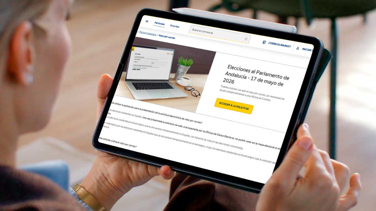 Solicitud del voto por correo en las elecciones andaluzas desde la web de Correos