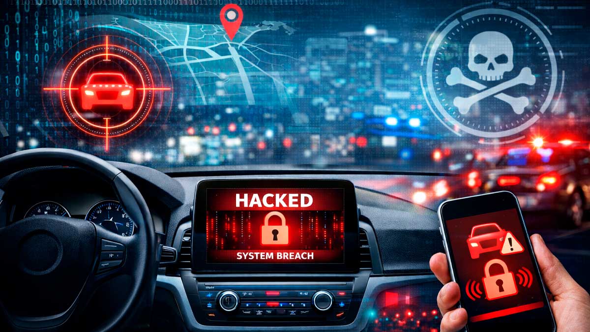 Coche conectado hackeado con sistema infotainment vulnerado y riesgo de ciberataque en España