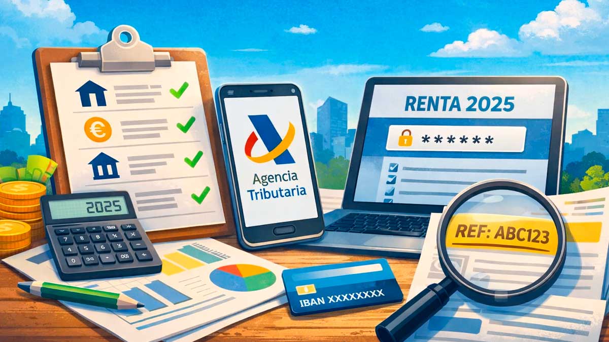 Ilustracion sobre como pedir el numero de referencia para la renta 2026 en Agencia Tributaria