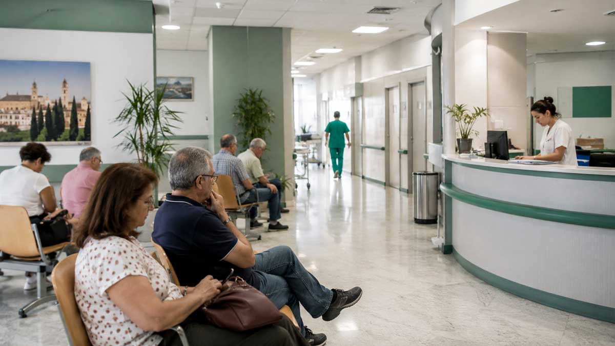 Pacientes esperan en un hospital público andaluz ante el aumento de la lista de espera quirúrgica del SAS
