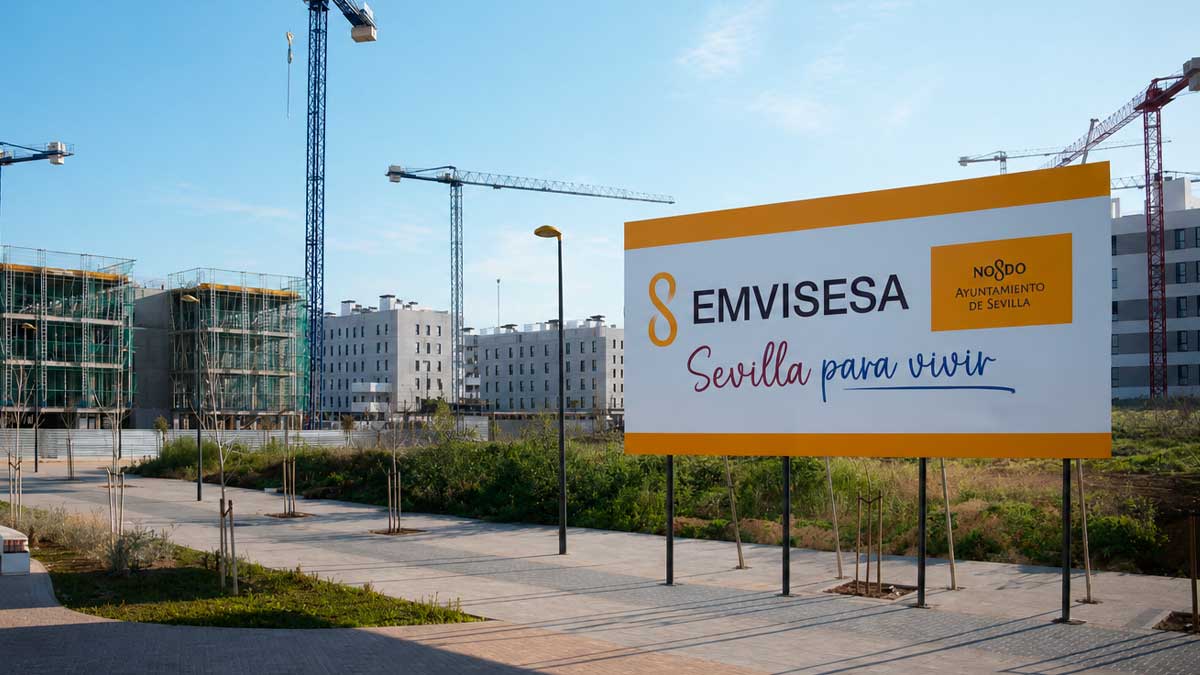 Promoción de pisos protegidos de Emvisesa en Sevilla durante las obras en Valdezorras
