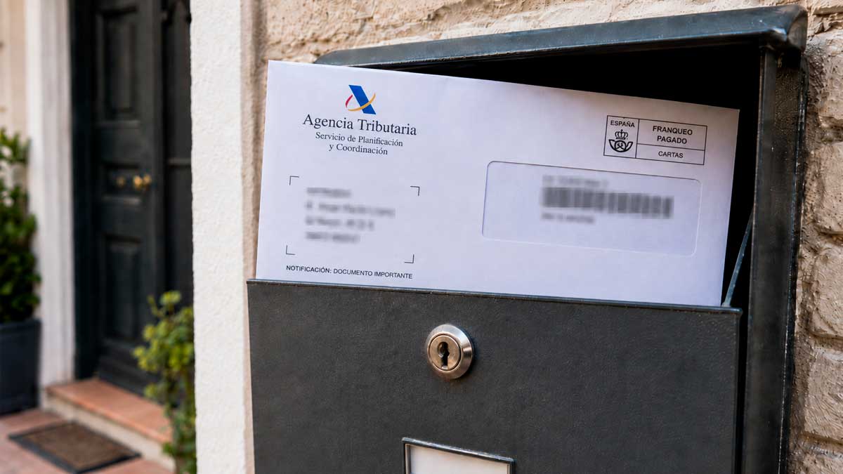 Carta de la Agencia Tributaria en un buzón relacionada con avisos a contribuyentes andaluces por la Renta 2025