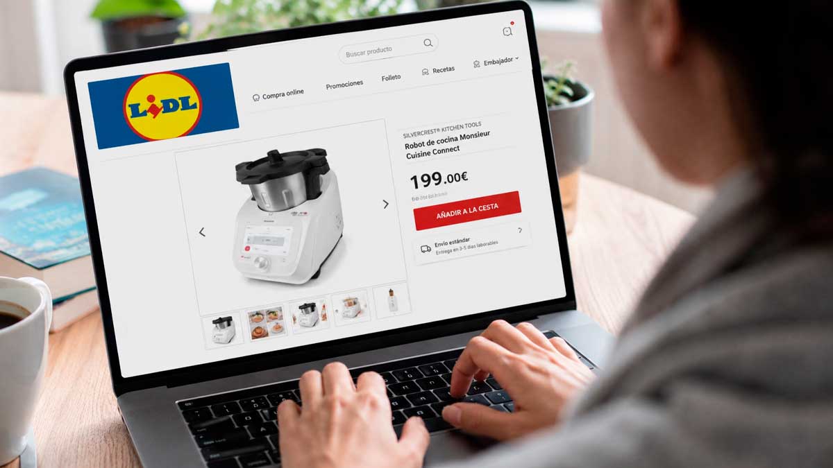 Usuario navegando en una falsa tienda online que suplanta a Lidl para robar datos bancarios y dinero, según alerta de INCIBE