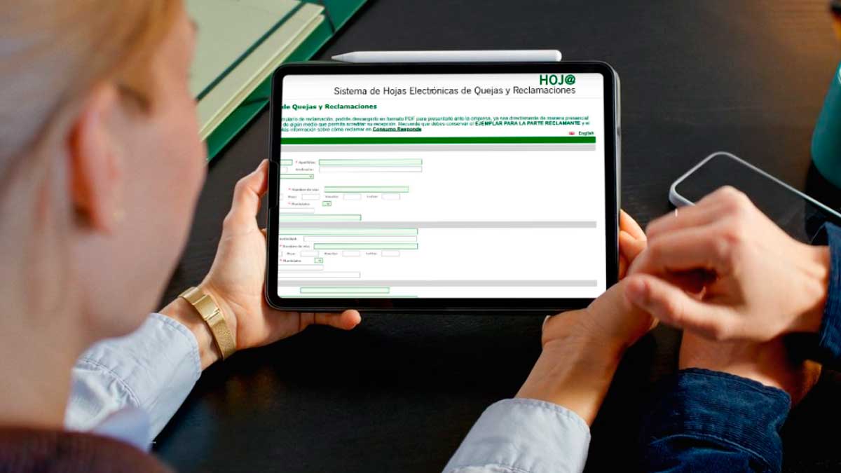 Sistema Hoj@ en tablet para presentar reclamaciones electrónicas de consumo en Andalucía