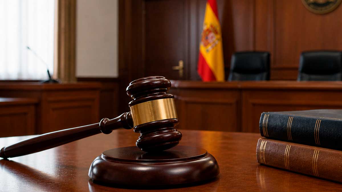 Mazo judicial en sala de juicios sobre sentencia del IMV por herencia