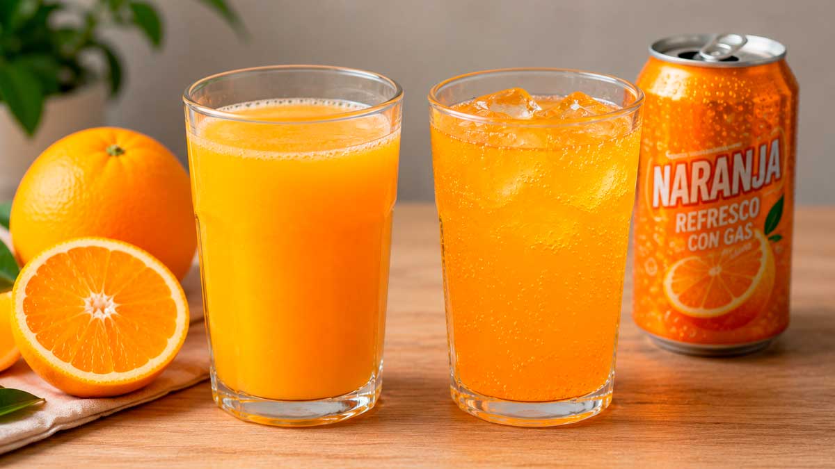 Zumo de naranja natural y refresco de naranja comparados en un estudio sobre el impacto del azúcar en sangre