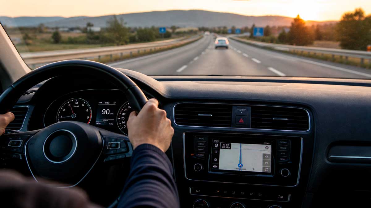 Conductor circulando a velocidad constante en carretera para ahorrar combustible según la DGT
