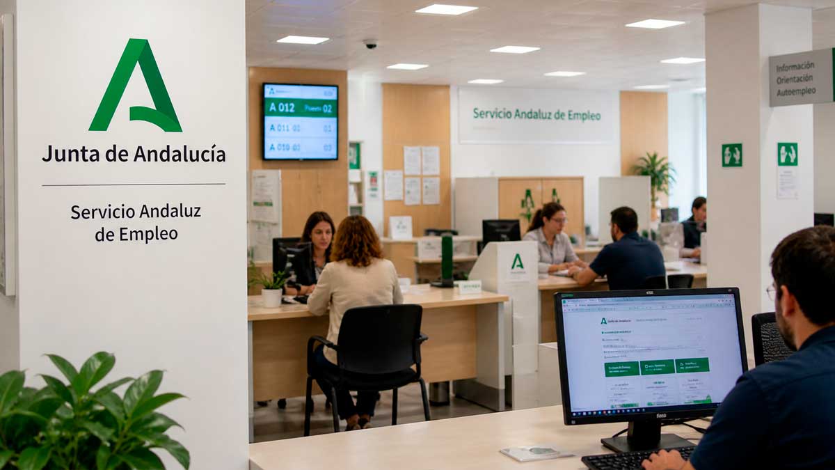 Oficina del SAE con atención al público para ofertas de empleo en Andalucía con incorporación inmediata
