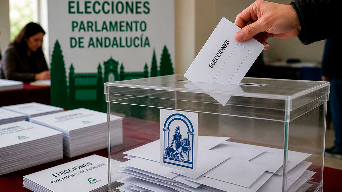 Urna electoral con sobres de voto en elecciones andaluzas del 17M según encuestas
