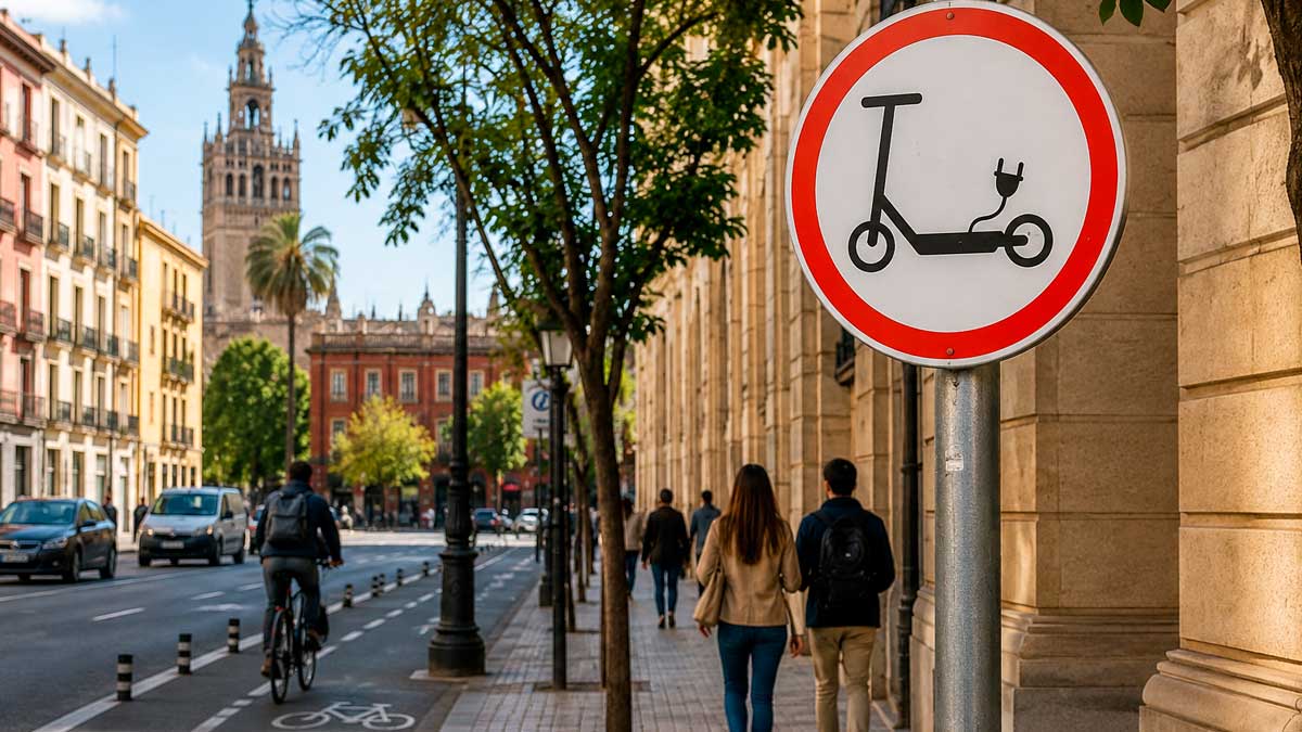 Señal R-118 de la DGT en una calle urbana de Andalucía con nuevas restricciones de movilidad