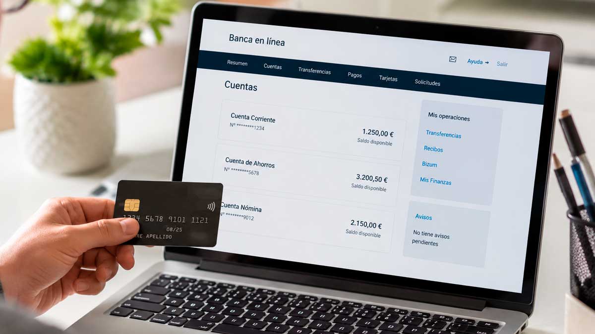 Cuenta bancaria sin movimientos consultada a través de la banca online.