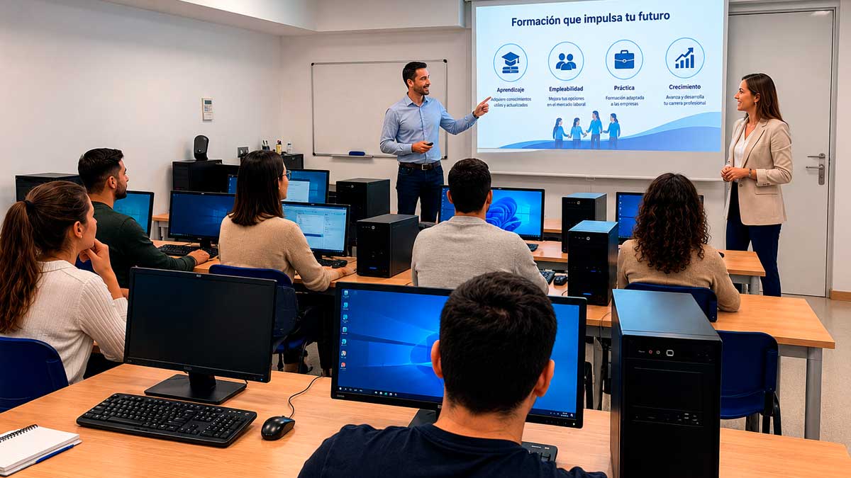 Alumnos participan en un curso de formación para el empleo con compromiso de contratación en Andalucía