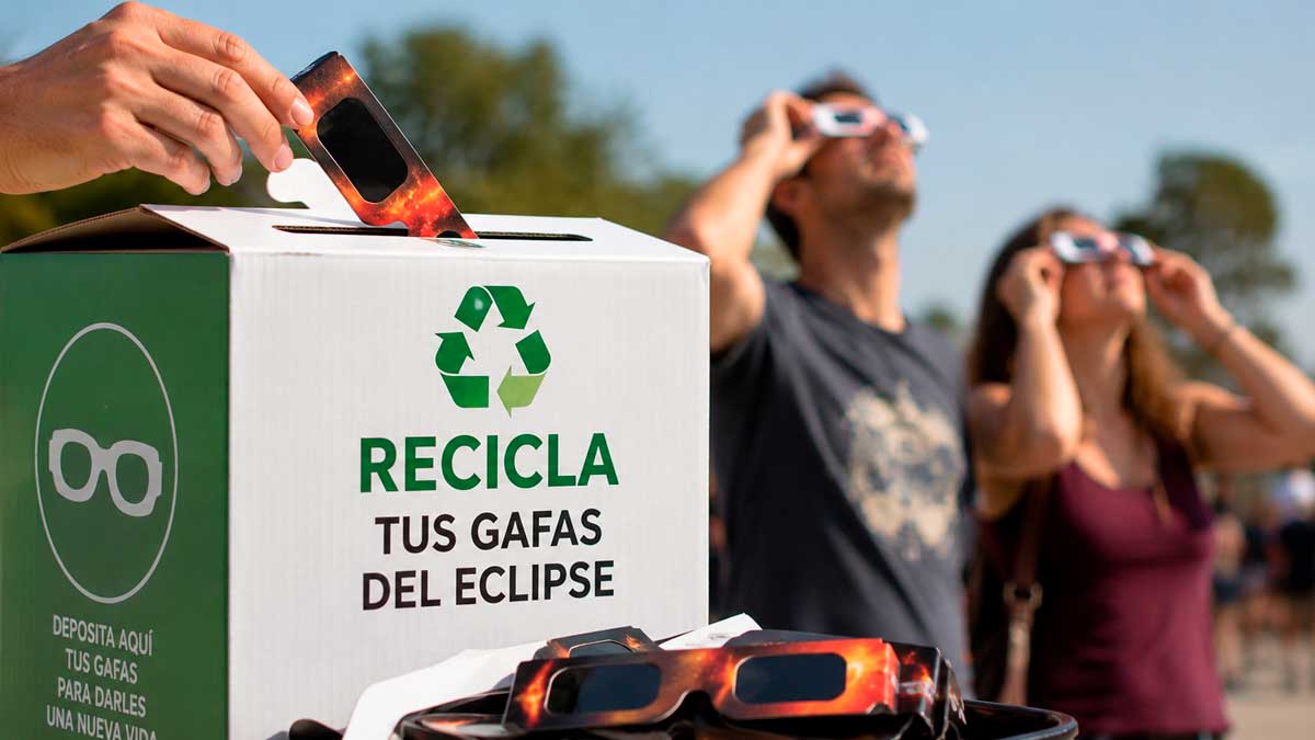 Reciclaje de gafas para el eclipse tras el 12 de agosto de 2026 en punto de recogida