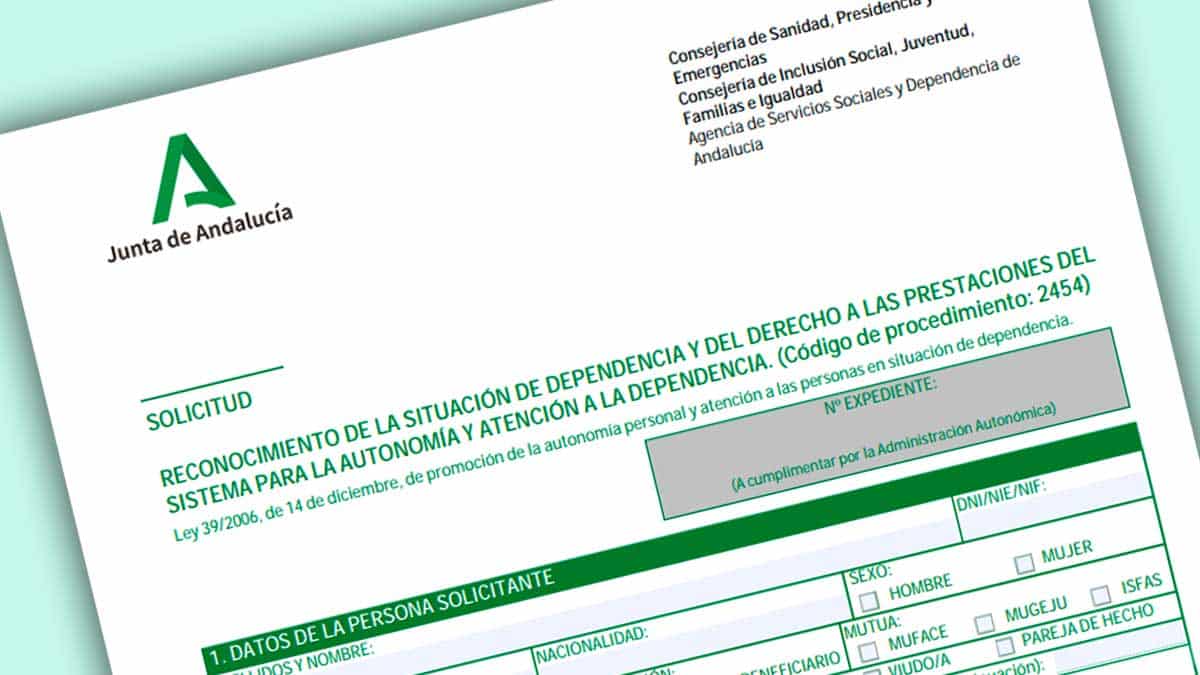 Formulario de reconocimiento de grado 3 de dependencia en Andalucía 2026