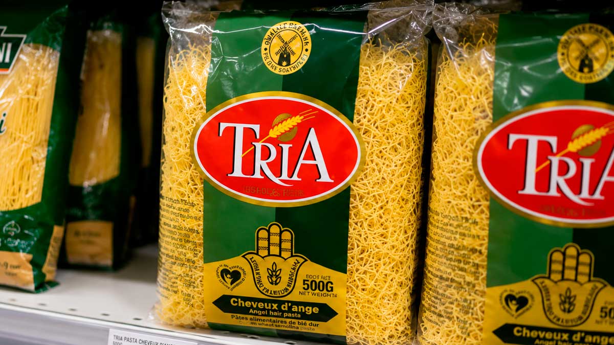 Paquete de pasta Tria con mostaza no declarada en supermercado de Andalucía