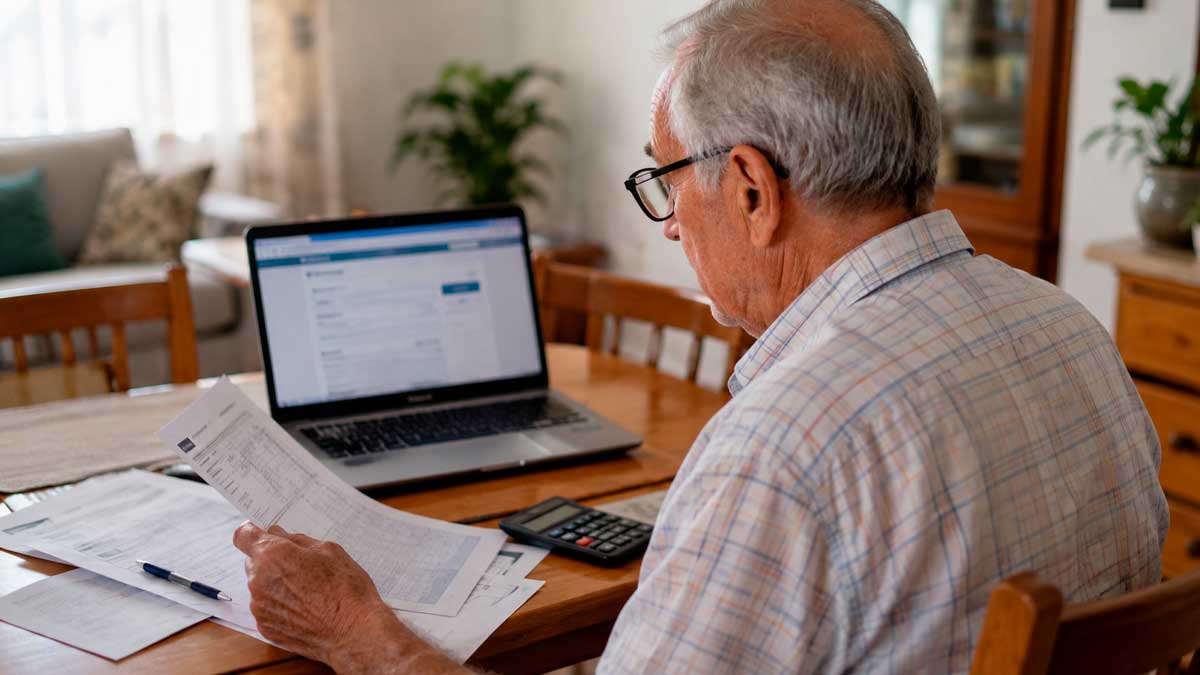Pensionista consultando información sobre la subida de las pensiones de 2027.
